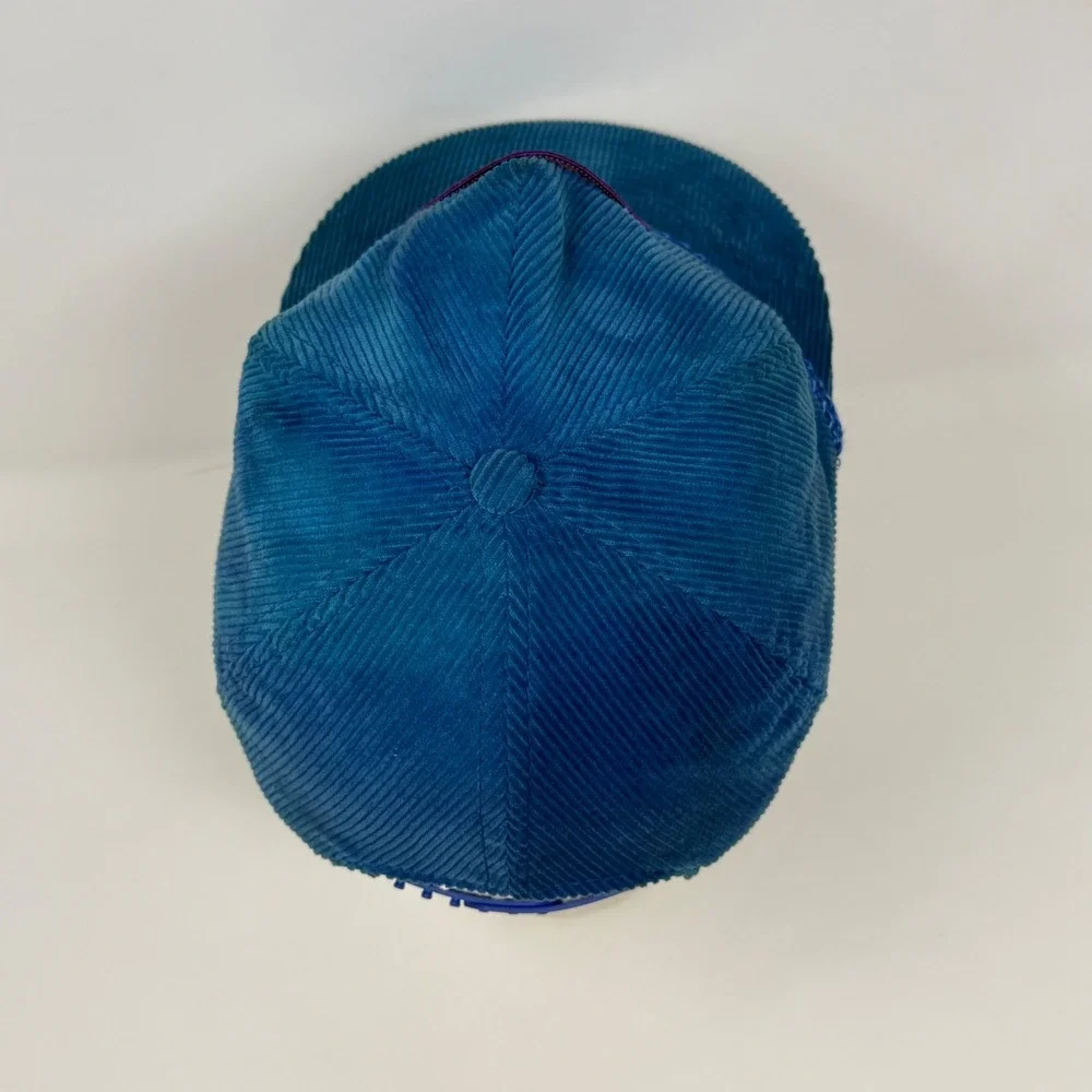 Vintage Sea Lion Caves Oregon Coast Corduroy Snapback Hat Blue Rope Trucker